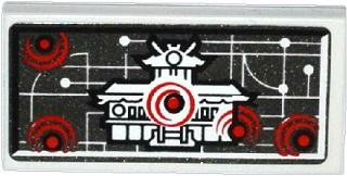 Tile 2 x 4 with Ninjago Temple and White and Red Dots on Screen Pattern (Sticker) - Set 70728