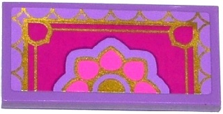 Tile 2 x 4 with Gold, Magenta, Dark Pink and Lavender Oriental Rug Pattern (Sticker) - Set 41061