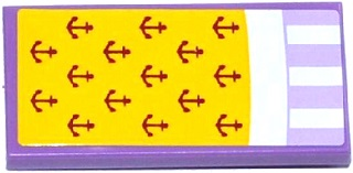 Tile 2 x 4 with Yellow Blanket with Anchors and White Sheet over Lavender Striped Mattress Pattern (Sticker) - Set 41094