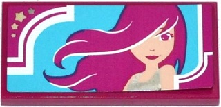Tile 2 x 4 with Woman with Long Hair Pattern (Sticker) - Set 41093