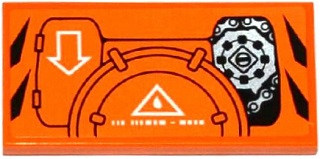 Tile 2 x 4 with Hatches, White Arrow, Sprocket and Chain Pattern Model Left Side (Sticker) - Set 70224