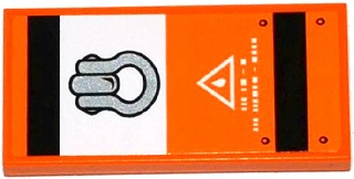 Tile 2 x 4 with Black and White Stripes, Silver Hook and White Writing Pattern (Sticker) - Set 70224