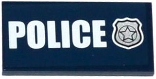 Tile 2 x 4 with White 'POLICE' and Silver Police Badge Pattern (Sticker) - Set 60069