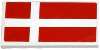Tile 2 x 4 with Danish Flag Pattern (Sticker) - Set 75912