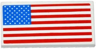 Tile 2 x 4 with United States of America (USA) Flag Large Pattern (Sticker) - Set 75912