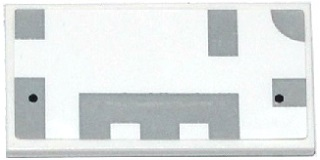 Tile 2 x 4 with Light Bluish Gray Squares, Rectangles and Quarter Circle and 2 Black Dots Pattern (Sticker) - Set 75912