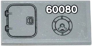 Tile 2 x 4 with Hatch Door, '60080' and Filler Cap Pattern (Sticker) - Set 60080