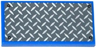 Tile 2 x 4 with Silver and Dark Bluish Gray Tread Plate and 4 Rivets Pattern (Sticker) - Set 75918