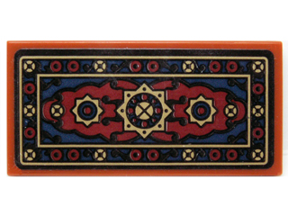 Tile 2 x 4 with Dark Blue, Black and Dark Red Oriental Rug Pattern (Sticker) - Set 70732