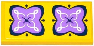 Tile 2 x 4 with 2 Medium Lavender and Dark Blue Cushions with White Swirls Pattern (Sticker) - Set 41077