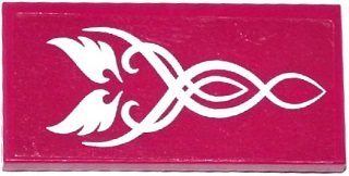 Tile 2 x 4 with 2 White Wings and Swirls Pattern (Sticker) - Set 41078