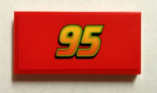 Tile 2 x 4 with '95' Small Font Pattern (Sticker) - Set 8206