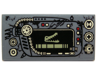 Tile 2 x 4 with Croc Head Display, Buttons and Dials Pattern (Sticker) - Set 70014