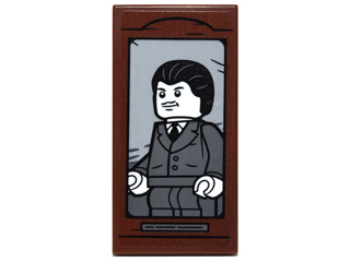 Tile 2 x 4 with Man with Black Hair and Dark Bluish Gray Suit Portrait Pattern (Sticker) - Set 76052