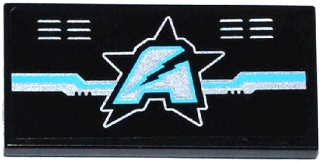 Tile 2 x 4 with Silver and Medium Azure Circuitry, Vents and Ultra Agents Logo Pattern (Sticker) - Set 70173