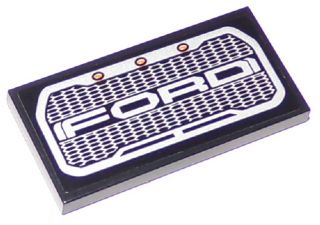Tile 2 x 4 with Silver 'FORD' Truck / Car Honeycomb Grille on Black Background Pattern (Sticker) - Set 75875