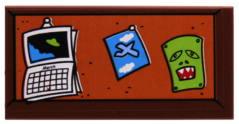 Tile 2 x 4 with Bulletin Board / Pinboard with Calendar Pattern (Sticker) - Set 71006