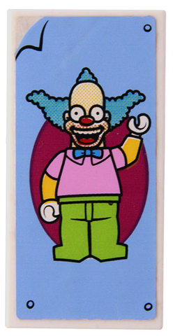 Tile 2 x 4 with Krusty the Clown Poster Pattern (Sticker) - Set 71006