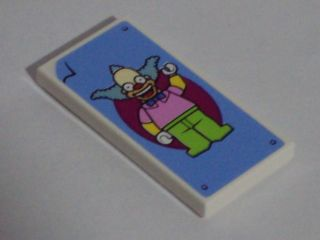Tile 2 x 4 with Krusty the Clown Poster Pattern (Sticker) - Set 71006