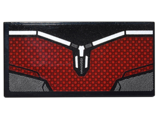 Tile 2 x 4 with Dark Red and Silver Body Armor Panel Pattern (Sticker) - Set 76051