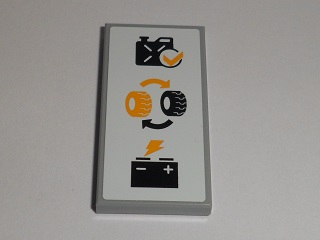 Tile 2 x 4 with Oil Canister, Tires and Battery Pattern (Sticker) - Set 60097