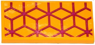 Tile 2 x 4 with Magenta Diamond Cube Geometric Pattern (Sticker) - Set 41135