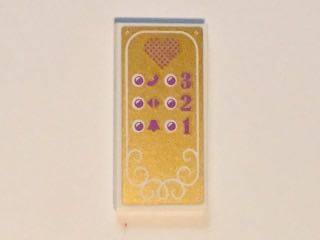 Tile 2 x 4 with Elevator Buttons on Gold Background Pattern (Sticker) - Set 41101