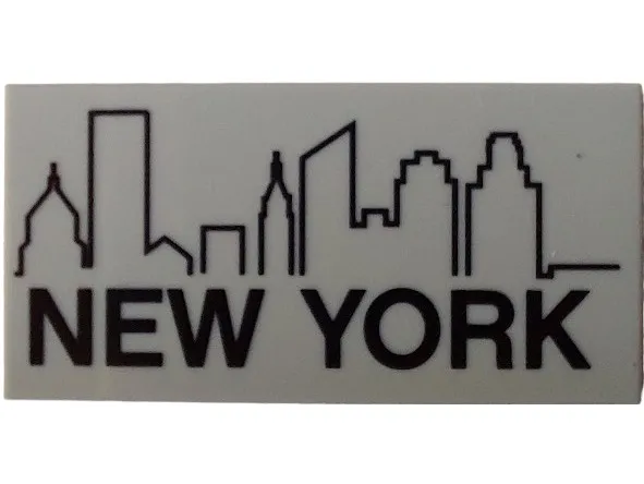 Tile 2 x 4 with City Skyline and 'NEW YORK' Pattern