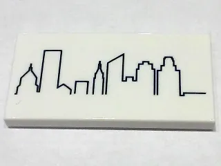 Tile 2 x 4 with City Skyline Pattern