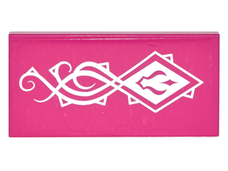 Tile 2 x 4 with White Diamond with Points and Curved Shadow Symbol and Scrollwork Pattern (Sticker) - Set 41180