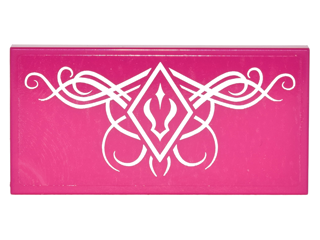 Tile 2 x 4 with White Diamond with Curved Shadow Symbol and Tribal Scrollwork Pattern (Sticker) - Set 41180