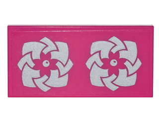 Tile 2 x 4 with 2 Silver Geometric Flowers Pattern (Sticker) - Set 41180