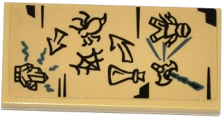 Tile 2 x 4 with Ninja, Sword, Phial, Spider Web, Spider, Crystal and Arrows Drawing Pattern (Sticker) - Set 70604