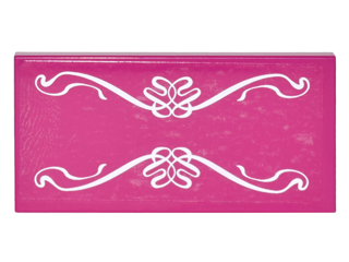 Tile 2 x 4 with White Elves Scrollwork on Transparent Background Pattern (Sticker) - Set 41178