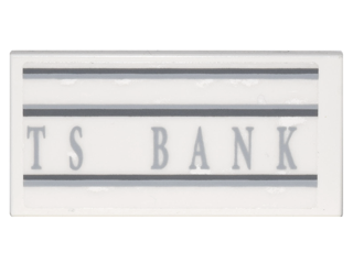 Tile 2 x 4 with 'TS BANK' Pattern (Sticker) - Set 10217