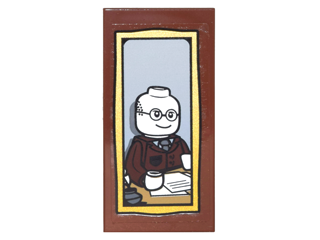 Tile 2 x 4 with Portrait of Bald Man with Glasses at Desk Pattern (Sticker) - Set 10217