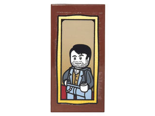 Tile 2 x 4 with Portrait of Man with Beard and Dark Bluish Gray Suit Coat Pattern (Sticker) - Set 10217