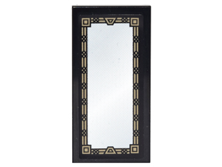 Tile 2 x 4 with White Mirror in Dark Tan Geometric Frame Pattern (Sticker) - Set 4867