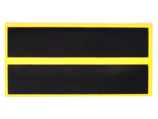 Tile 2 x 4 with 2 Black Stripes Pattern