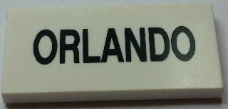 Tile 2 x 4 with Black 'ORLANDO' Pattern