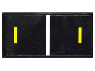 Tile 2 x 4 with White Center Line and Yellow Lines on Sides Pattern (Sticker) - Set 76042