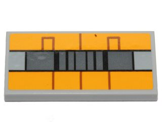 Tile 2 x 4 with Bright Light Orange and Gray Rectangles and Black Lines Pattern (Sticker) - Set 75170