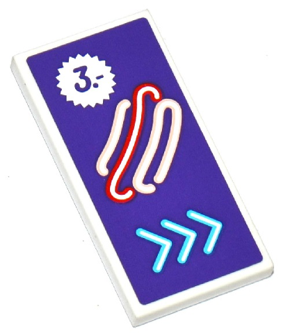 Tile 2 x 4 with Hot Dog, Price Tag and 3 Arrows on Dark Purple Background Pattern (Sticker) - Set 41129