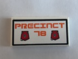 Tile 2 x 4 with Space Police 3 Badges and Orange 'PRECINCT 78' in Black Border Pattern (Sticker) - Set 5985