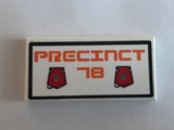 Tile 2 x 4 with Space Police 3 Badges and Orange 'PRECINCT 78' in Black Border Pattern (Sticker) - Set 5985