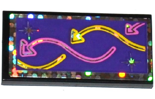 Tile 2 x 4 with Stars and Pink and Bright Light Orange Arrows on Dark Purple Background Pattern (Sticker) - Set 41130