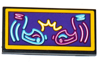 Tile 2 x 4 with Bumper Cars Neon Sign Pattern (Sticker) - Set 41133