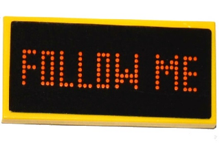 Tile 2 x 4 with Digital Orange 'FOLLOW ME' on Black Background Pattern (Sticker) - Set 60104