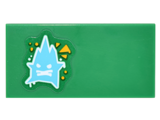 Tile 2 x 4 with Angry Medium Azure Crystal Creature Pattern on End (Sticker) - Set 41234