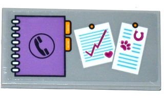 Tile 2 x 4 with Spiral Bound Phone Book and Pinned Documents Pattern (Sticker) - Set 41125